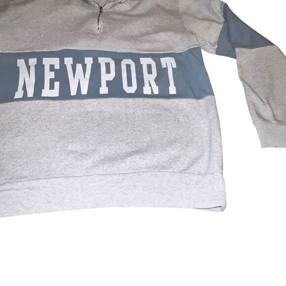 BRANDY MELVILLE Newport 1/4 Zip Sweatshirt Isabella Blue Grey MED - Picture 3 of 10